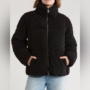 Women's Black Sherpa Puffer Jacket Lucky XL